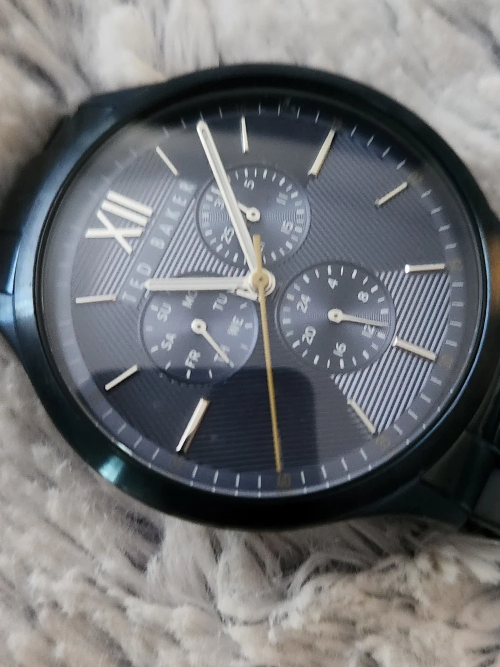 Ted Baker Dark Blue Multi-Function Watch with Gold Accents